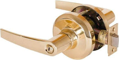 Stanley - Grade 1 Privacy Lever Lockset - 2-3/4" Back Set, Keyless Cylinder, Brass Alloy, Bright Brass Finish - All Tool & Supply