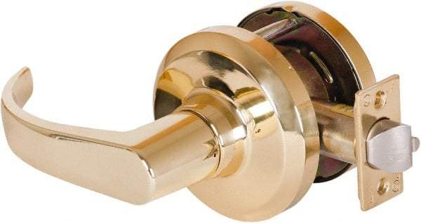 Stanley - Grade 1 Communicating Lever Lockset - 2-3/4" Back Set, Key In Lever Cylinder, Brass Alloy, Bright Brass Finish - All Tool & Supply