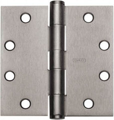 Stanley - 4-1/2" Long x 4-1/2" Wide Carbon Alloy Steel Full Mortise Hinge - Prime Coat Gray Finish, 5 Knuckles, 8 Holes - All Tool & Supply