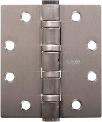 Stanley - 5" Long x 5" Wide Carbon Alloy Steel Full Mortise Hinge - Prime Coat Gray Finish, 5 Knuckles, 8 Holes - All Tool & Supply