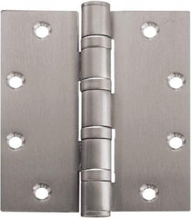 Stanley - 4-1/2" Long x 4-1/2" Wide Carbon Alloy Steel Full Mortise Hinge - Bright Brass Plated Finish, 5 Knuckles, 8 Holes - All Tool & Supply