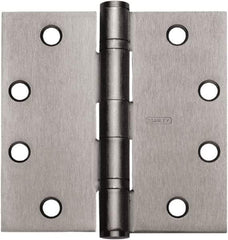 Stanley - 5" Long x 5" Wide Carbon Alloy Steel Full Mortise Hinge - Satin Chrome Plated Finish, 5 Knuckles, 8 Holes - All Tool & Supply