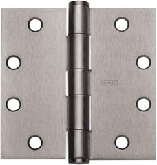 Stanley - 4" Long x 4" Wide 304 Stainless Steel Full Mortise Hinge - Satin Stainless Steel Finish, 5 Knuckles, 8 Holes - All Tool & Supply