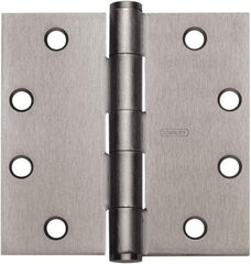 Stanley - 4" Long x 4" Wide Carbon Alloy Steel Full Mortise Hinge - Prime Coat Gray Finish, 5 Knuckles, 8 Holes - All Tool & Supply