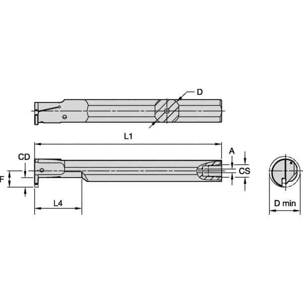 Kennametal - 20mm Min Bore Diam, 150mm OAL, 5/8" Shank Diam, A-EVE Indexable Boring Bar - 1-1/4" Max Bore Depth, EG0160M1FP02 Insert - All Tool & Supply