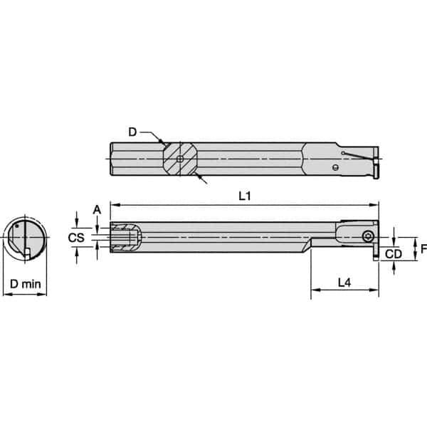 Kennametal - 20mm Min Bore Diam, 150mm OAL, 5/8" Shank Diam, A-EVE Indexable Boring Bar - 1-1/4" Max Bore Depth, EG0160M1FP02 Insert - All Tool & Supply