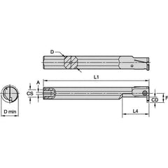 Kennametal - 20mm Min Bore Diam, 150mm OAL, 5/8" Shank Diam, A-EVE Indexable Boring Bar - 1-1/4" Max Bore Depth, EG0160M1FP02 Insert - All Tool & Supply