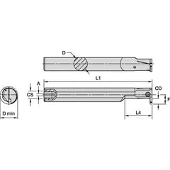 Kennametal - 20mm Min Bore Diam, 150mm OAL, 16mm Shank Diam, A-EVE Indexable Boring Bar - 32mm Max Bore Depth, EG0160M1FP02 Insert - All Tool & Supply