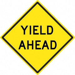 NMC - "Yield Ahead", 24" Wide x 24" High, Aluminum Stop & Yield Signs - 0.08" Thick, Black on Yellow, High Intensity Reflectivity, Diamond, Post Mount - All Tool & Supply