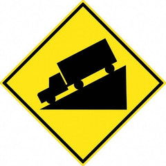 NMC - "Truck", 30" Wide x 30" High, Aluminum Traffic Control Signs - 0.08" Thick, Black on Yellow, High Intensity Reflectivity, Diamond, Post Mount - All Tool & Supply