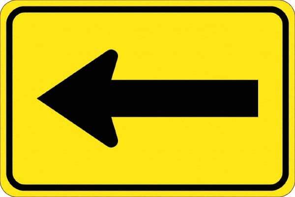 NMC - "Left Arrow", 30" Wide x 30" High, Aluminum Traffic Control Signs - 0.08" Thick, Black on Yellow, High Intensity Reflectivity, Diamond, Post Mount - All Tool & Supply