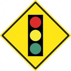 NMC - "Stop Light", 24" Wide x 24" High, Aluminum Traffic Control Signs - 0.08" Thick, Black, Red, Yellow, Green, High Intensity Reflectivity, Diamond, Post Mount - All Tool & Supply