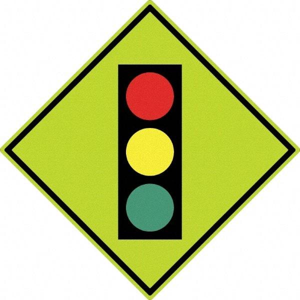 NMC - "Stop Light", 30" Wide x 30" High, Aluminum Traffic Control Signs - 0.08" Thick, Black, Red, Yellow, Green, Diamond Grade Reflectivity, Diamond, Post Mount - All Tool & Supply