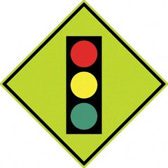 NMC - "Stop Light", 30" Wide x 30" High, Aluminum Traffic Control Signs - 0.08" Thick, Black, Red, Yellow, Green, Diamond Grade Reflectivity, Diamond, Post Mount - All Tool & Supply