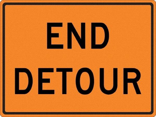 NMC - "End Detour", 30" Wide x 30" High, Aluminum Construction Roadway Signs - 0.08" Thick, Black on Orange, High Intensity Reflectivity, Diamond, Post Mount - All Tool & Supply