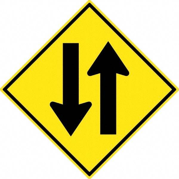 NMC - "Up and Down Arrow", 30" Wide x 30" High, Aluminum Traffic Control Signs - 0.08" Thick, Black on Yellow, High Intensity Reflectivity, Diamond, Post Mount - All Tool & Supply