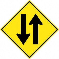 NMC - "Up and Down Arrow", 30" Wide x 30" High, Aluminum Traffic Control Signs - 0.08" Thick, Black on Yellow, High Intensity Reflectivity, Diamond, Post Mount - All Tool & Supply