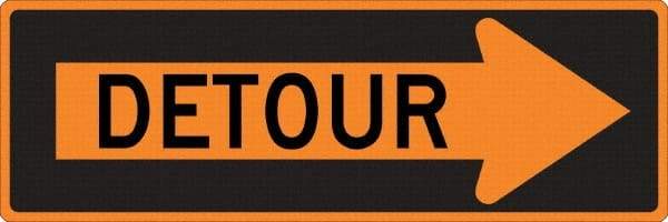 NMC - "Right Detour Inside", 30" Wide x 30" High, Aluminum Traffic Control Signs - 0.08" Thick, Black on Orange, High Intensity Reflectivity, Diamond, Post Mount - All Tool & Supply