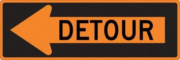 NMC - "Left Detour Inside", 30" Wide x 30" High, Aluminum Traffic Control Signs - 0.08" Thick, Black on Orange, High Intensity Reflectivity, Diamond, Post Mount - All Tool & Supply