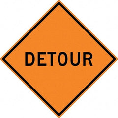 NMC - "Detour", 30" Wide x 30" High, Aluminum Traffic Control Signs - 0.08" Thick, Black on Orange, High Intensity Reflectivity, Diamond, Post Mount - All Tool & Supply