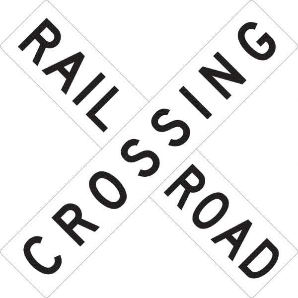 NMC - "Railroad Crossing", 48" Wide x 48" High, Aluminum Traffic Control Signs - 0.08" Thick, Black on White, High Intensity Reflectivity, Square, Post Mount - All Tool & Supply