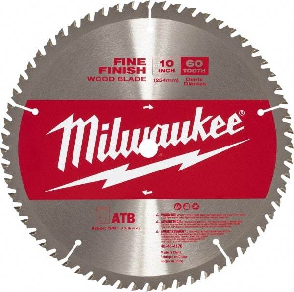 Milwaukee Tool - 10" Diam, 5/8" Arbor Hole Diam, 60 Tooth Wet & Dry Cut Saw Blade - Carbide-Tipped, Crosscut Action, Standard Round Arbor - All Tool & Supply