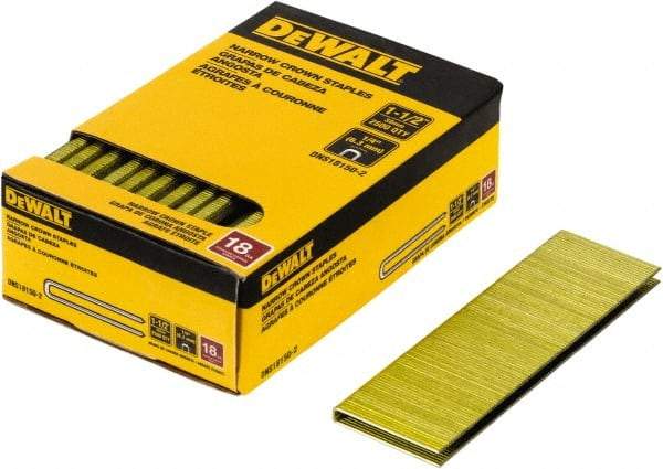 DeWALT - 1-1/2" Long x 1/4" Wide, 18 Gauge Crowned Construction Staple - Steel, Copper Finish, Chisel Point - All Tool & Supply