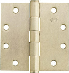 IVES - 4-1/2" Long x 4-1/2" Wide x 1.34" Thick, Stainless Steel Full Mortise Ball Bearing Hinge - Satin Chrome Finish, 5 Knuckles, 8 Holes - All Tool & Supply