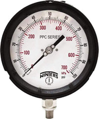 Winters - 4-1/2" Dial, 1/4 Thread, 0-100 Scale Range, Pressure Gauge - Bottom Connection Mount, Accurate to ±0.5% of Scale - All Tool & Supply