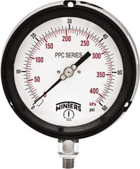 Winters - 4-1/2" Dial, 1/4 Thread, 0-60 Scale Range, Pressure Gauge - Bottom Connection Mount, Accurate to ±0.5% of Scale - All Tool & Supply