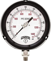 Winters - 4-1/2" Dial, 1/4 Thread, 0-200 Scale Range, Pressure Gauge - Bottom Connection Mount, Accurate to ±0.5% of Scale - All Tool & Supply