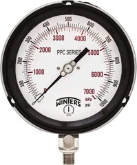 Winters - 4-1/2" Dial, 1/4 Thread, 0-1,000 Scale Range, Pressure Gauge - Bottom Connection Mount, Accurate to ±0.5% of Scale - All Tool & Supply