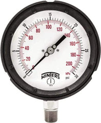 Winters - 4-1/2" Dial, 1/4 Thread, 0-30 Scale Range, Pressure Gauge - Bottom Connection Mount, Accurate to ±0.5% of Scale - All Tool & Supply