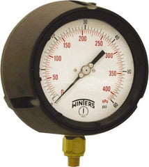 Winters - 4-1/2" Dial, 1/4 Thread, 0-60 Scale Range, Pressure Gauge - Bottom Connection Mount, Accurate to ±0.5% of Scale - All Tool & Supply