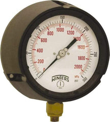 Winters - 4-1/2" Dial, 1/4 Thread, 0-300 Scale Range, Pressure Gauge - Bottom Connection Mount, Accurate to ±0.5% of Scale - All Tool & Supply