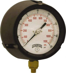 Winters - 4-1/2" Dial, 1/4 Thread, 0-160 Scale Range, Pressure Gauge - Bottom Connection Mount, Accurate to ±0.5% of Scale - All Tool & Supply