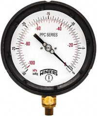 Winters - 4-1/2" Dial, 1/4 Thread, 30-0 Hg VAC Scale Range, Pressure Gauge - Bottom Connection Mount, Accurate to ±0.5% of Scale - All Tool & Supply