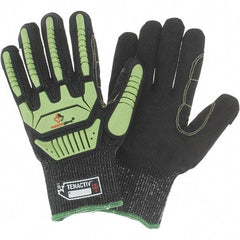 Value Collection - Size XL, ANSI Cut Lvl A7, Puncture Lvl 3, Abrasion Lvl 4, Cut & Puncture Resistant Gloves - Palm Coated, Hi-Vis Lime/Black - All Tool & Supply