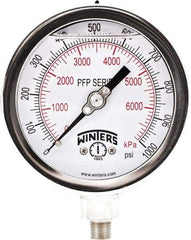 Winters - 4" Dial, 1/4 Thread, 0-1,000 Scale Range, Pressure Gauge - Bottom Connection Mount, Accurate to 1% Full-Scale of Scale - All Tool & Supply