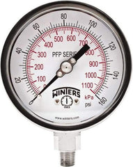 Winters - 4" Dial, 1/4 Thread, 0-160 Scale Range, Pressure Gauge - Bottom Connection Mount, Accurate to 1% Full-Scale of Scale - All Tool & Supply