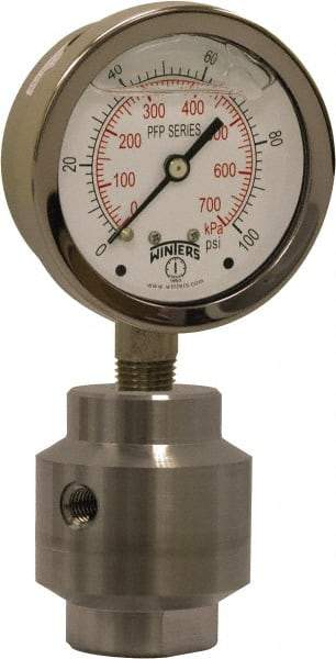 Winters - 4" Dial, 1/2 Thread, 0-60 Scale Range, Pressure Gauge - Bottom Connection Mount, Accurate to 1% Full-Scale of Scale - All Tool & Supply