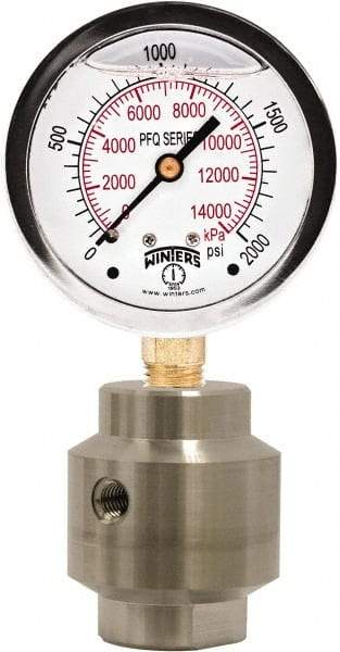 Winters - 4" Dial, 1/4 Thread, 0-100 Scale Range, Pressure Gauge - Bottom Connection Mount, Accurate to 1.5% of Scale - All Tool & Supply