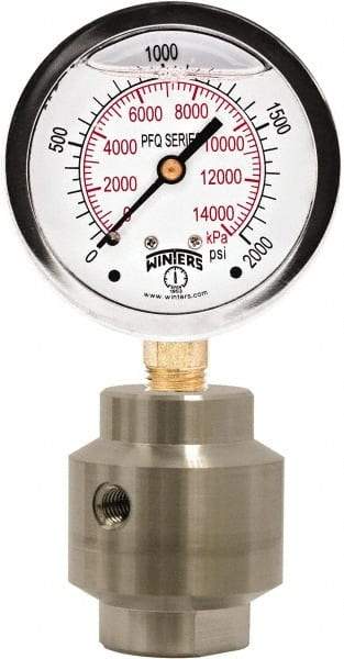 Winters - 4" Dial, 1/4 Thread, 0-300 Scale Range, Pressure Gauge - Bottom Connection Mount, Accurate to 1.5% of Scale - All Tool & Supply