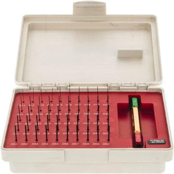 SPI - 50 Piece, 0.011-0.06 Inch Diameter Plug and Pin Gage Set - Plus 0.0002 Inch Tolerance, Class ZZ - All Tool & Supply