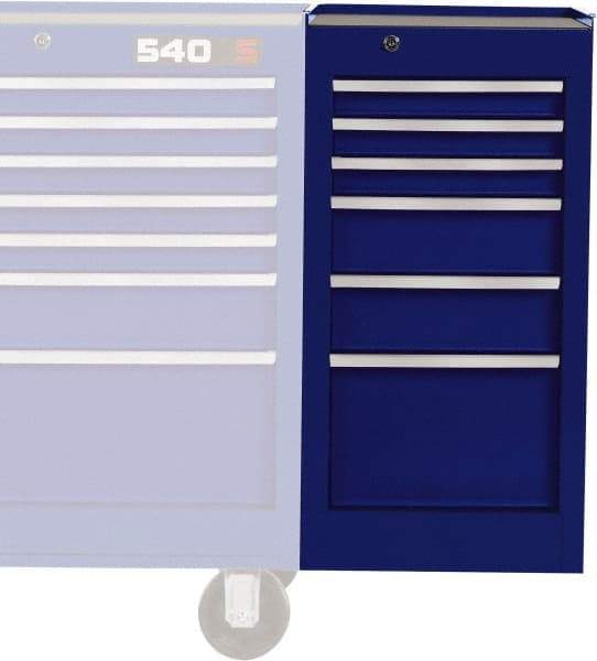 Proto - 6 Drawer Blue Side Cabinet - 15" Wide x 29" High x 18" Deep, Use with Vinyl Top, Drawer Liners - All Tool & Supply