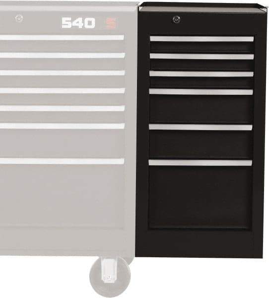 Proto - 6 Drawer Black Side Cabinet - 15" Wide x 29" High x 18" Deep, Use with Vinyl Top, Drawer Liners - All Tool & Supply