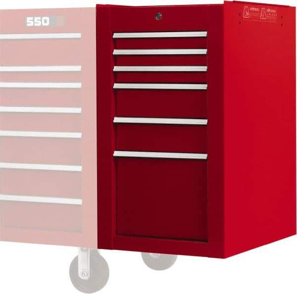 Proto - 6 Drawer Red Side Cabinet - 19" Wide x 34" High x 25" Deep, Use with Proto Roller Cabinet - All Tool & Supply