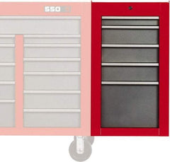 Proto - 5 Drawer Red/Gray Side Cabinet - 19" Wide x 34" High x 25" Deep, Use with Proto Roller Cabinet - All Tool & Supply