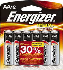 Energizer - Size AA, Alkaline, Standard Battery - 1.5 Volts, Flat Terminal, LR6 - All Tool & Supply