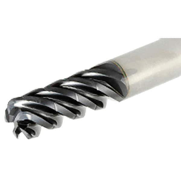 Iscar - 12mm Diam, Variable Pitch, 24mm LOC, 4 Flute Solid Carbide 2mm Corner Radius Roughing End Mill - TiAlN Finish, 83mm OAL, 12mm Shank Diam, Single End, 38° Helix - All Tool & Supply